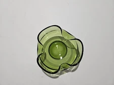 Vintage Anchor Hocking Chip And Dip Bowl /Olive Green Glass MCM