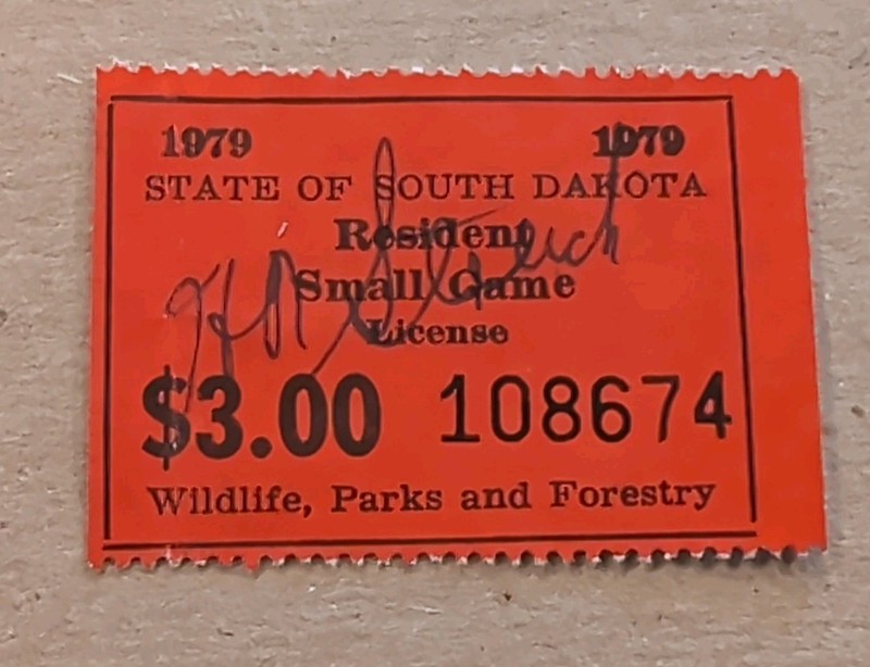 US South Dakota 1979 Resident Small Game Stamp - Used/Signed - Lot F6