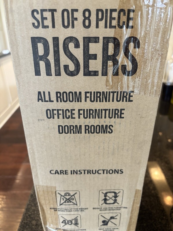 Utopia Adjustable Furniture Risers (8) New/Unopened Box - for dorm or office 