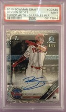 2019 BOWMAN CHROME DRAFT PICKS AUTO SPARKLES REFRACTOR BRYSON STOTT 15/71 PSA 9