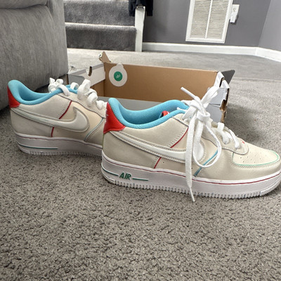 Nike Air Force 1 LV8 2 BG Boys Sneakers Pale Ivory/White/Red/Blue US 6.5Y