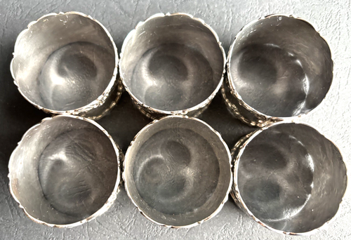 Set of 6 x 1912 Hallmarked Sterling Silver Napkin Rings with Cast Borders 160g - Picture 9 of 10