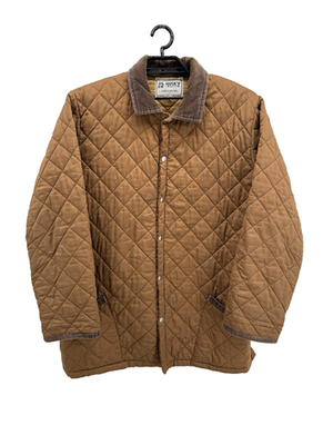 #ad Husky Tostock Mens Quilted Jacket Brown 48 Large Corduroy Collar England Vintage $25.49