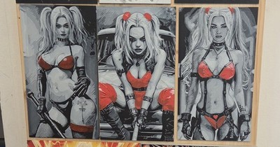 3x Comic Bösewicht Stil 3D gedruckt Wandkunst Plaketten Panels Harley inspiriert Konvolut