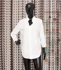 COS Blouse White Ruffle V-Neck Tunic Long Stretch Shirt 75% Cotton Women's 42