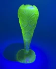 Fenton 9” Topaz Opalescent Satin Pinwheel Bud Vase - Yellow Vaseline No Box