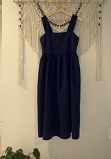 Uniqlo Womens Navy Blue Linen Blend Sleeveless Dress Size Medium Preppy Hippie