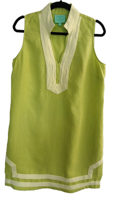 Women's STS Sail to Sable Resort Green Linen Shift Dress Size Large