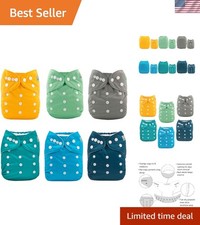 6 Pack Adjustable Cloth Diapers with 12 Inserts   Eco-Friendly  Stylish