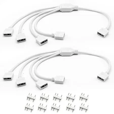 White ARGB Splitter Cable, 5V 3-Pin Addressable RGB 1-to-4 Y Splitter for Com...