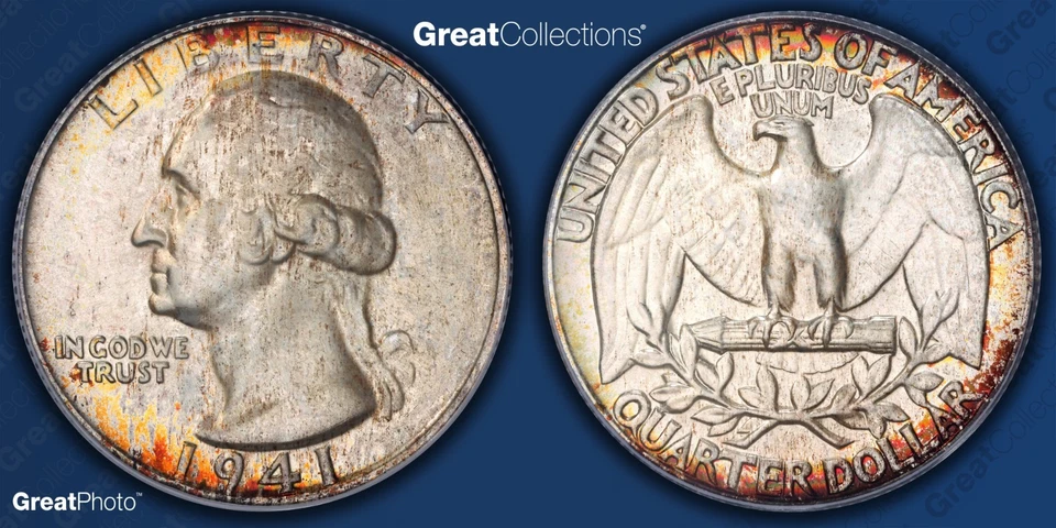 1941 TONED Washington Quarter Proof PCGS CAC PR66 PF 66 Light Toning Old Holder - Image 2 of 4