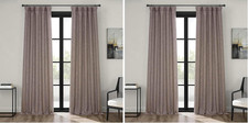 Textured Faux Linen Room Darkening Curtains, 50x108, Mink, 2 Panels