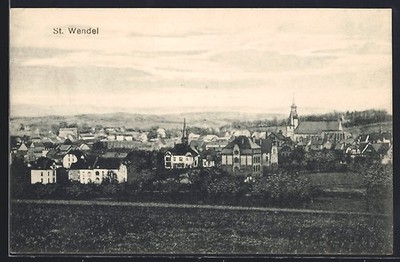 St. Wendel, Ortsansicht mit Kirche, Ansichtskarte 