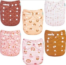ALVABABY Cloth Diaper Set 6 Pocket Diapers 6 Inserts New Sealed