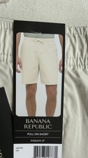 Banana Republic Men's Tan Cotton Pull-On Shorts 8" Inseam Drawstring