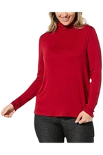 DG2 Women's Rhinestone Embellished Turtleneck Sweater Cranberry