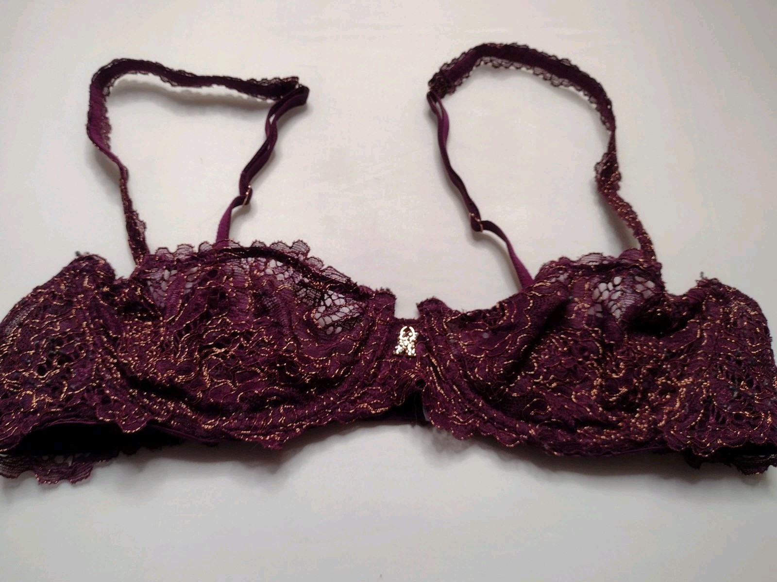 Savage X Fenty Balconette Bra 36B Purple Lace Underwire Floral Z