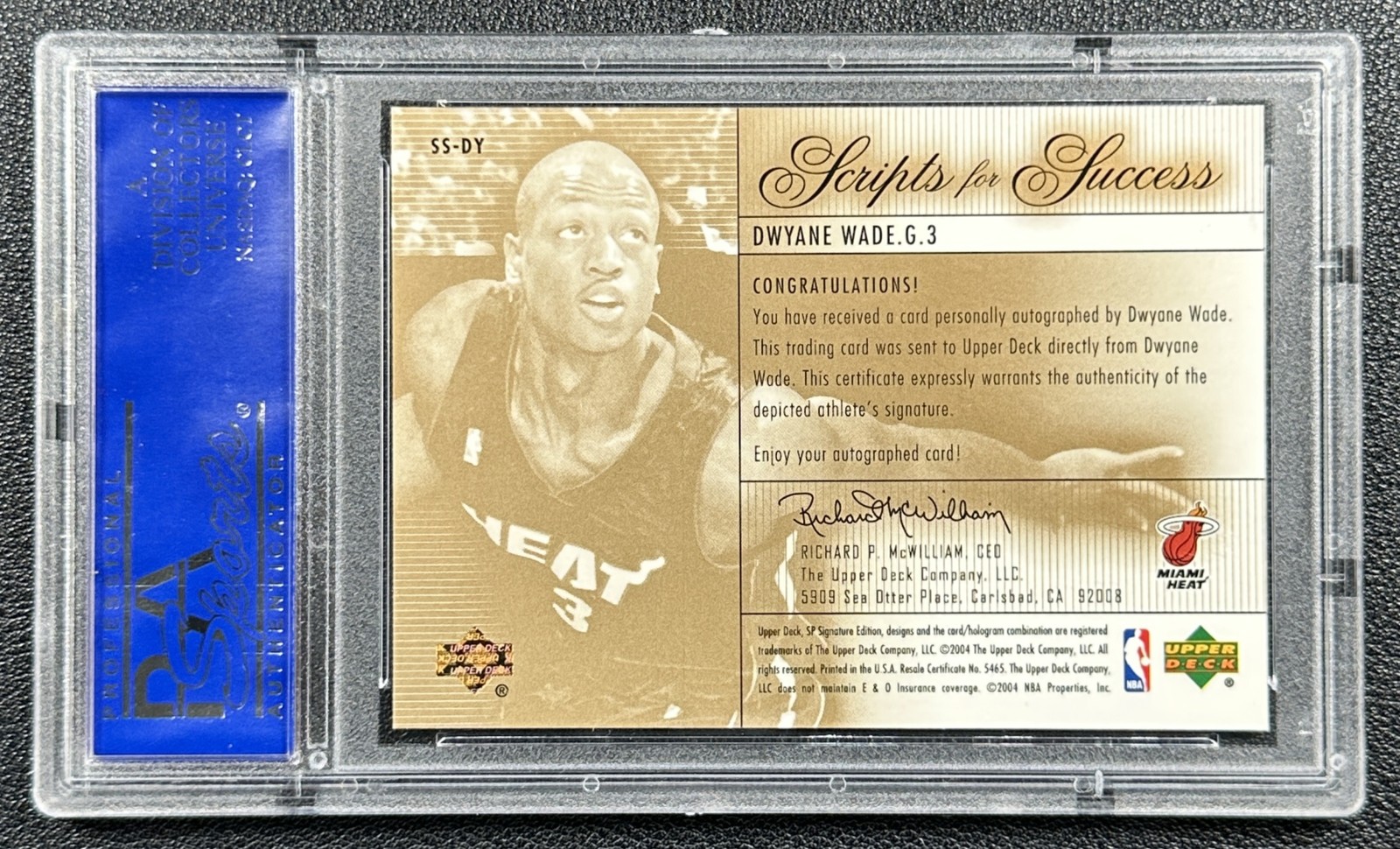 DWYANE WADE PSA 10 2003 SP SIGNATURE EDITION SCRIPTS FOR SUCCESS AUTO RC 139/250 view 2