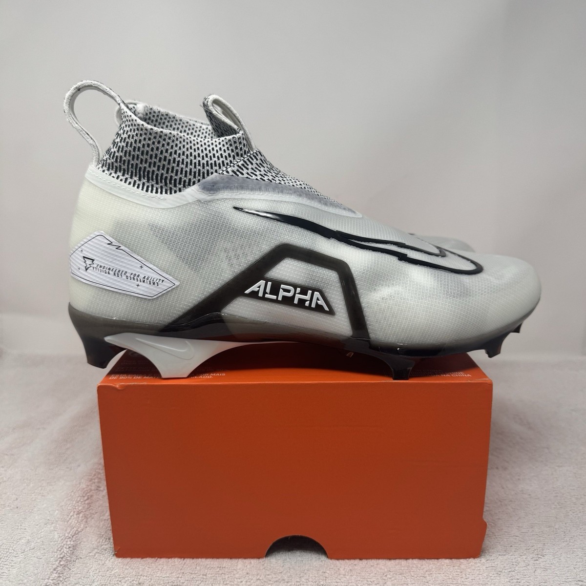 Nike Alpha Menace Elite 3 Football Cleats White/Black Men display picture 1