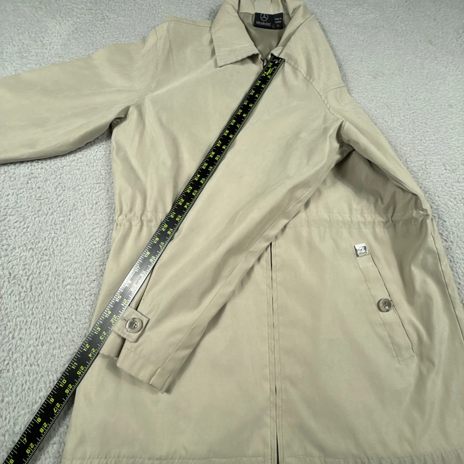 Vintage Mercedes Benz Jacket Mens Large Beige Windbreaker Coat Full Zip Lined image 7