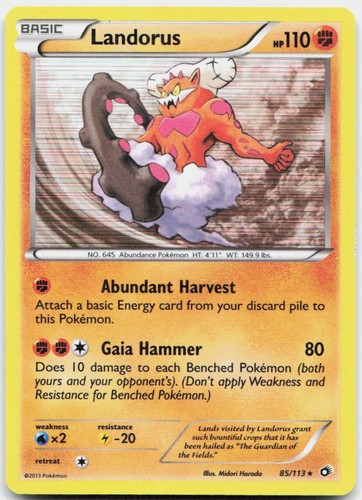 Pokemon Landorus Holo Rare Legendary Treasures 85/113 MP Trading Card TCG
