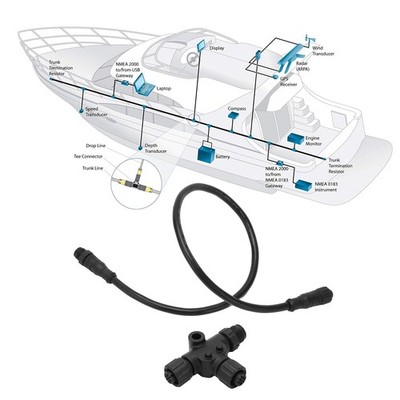   Für NMEA 2000 Drop Backbone Kabel & T-Connector 5-Pin M12 0.5m Für BAK