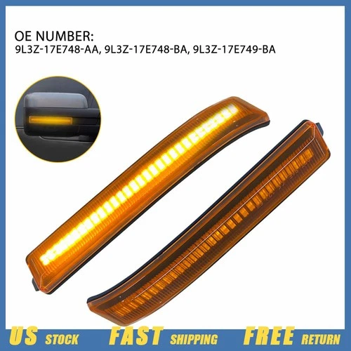 2X Mirror LED Side Lights Turn Signal Lamps Reflector Amber For 09-14 Ford F-150