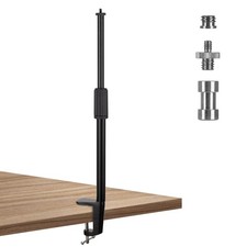 Camera Mount Desk Light Stand with C Clamp Aluminum Adjustable Height Monopod