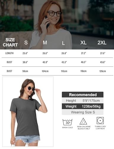 1/4 Pack Women Basic Short Sleeve T Shirts, Loose Fit Crew Neck Tshirts Shirts - Picture 4 of 8