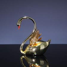 Vor der Lampe geblasener goldener Schwan - Lauscha Mitte 20. Jh.