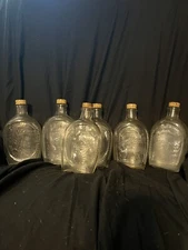 6 1776 Bicentennial Vintage 1976 Log Cabin Maple Syrup Clear Bottle