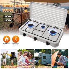 Portable Gas Stove 3 Burner Desktop Outdoor Camping Caravan LPG Gas Hob Cooker