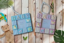 Kurt Adler Baby Blocks Photo Picture Frame, NEW, Pink or Blue, for 2.5x2.5 photo