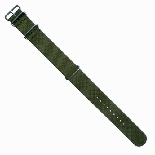 Watch Strap Pull-through Strap Pin Buckle Nylon Green Military 18-20-22-24 - Picture 6 of 6