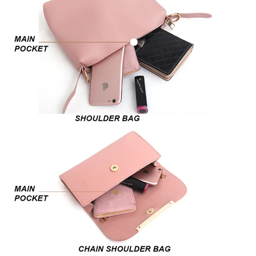4Pcs/Set Women Lady Leather Handbags Messenger Shoulder Bags Tote Satchel Purse - Picture 4 of 35