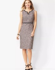 Talbots Womans Size 8 Dress Sleeveless Pink & Tweed Sheath Career Business