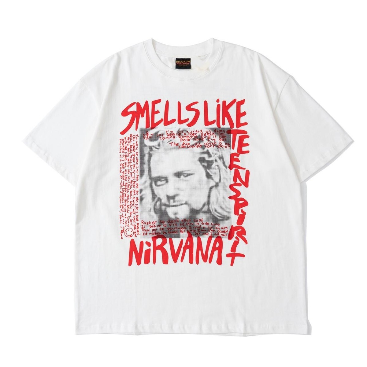 VINTAGE 90s NIRVANA KURT COBAIN T-SHIRT DEADSTOCK WHITE (M