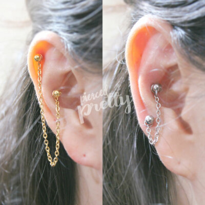 16g 14g Two hole chain earring helix conch cartilage earring 316l