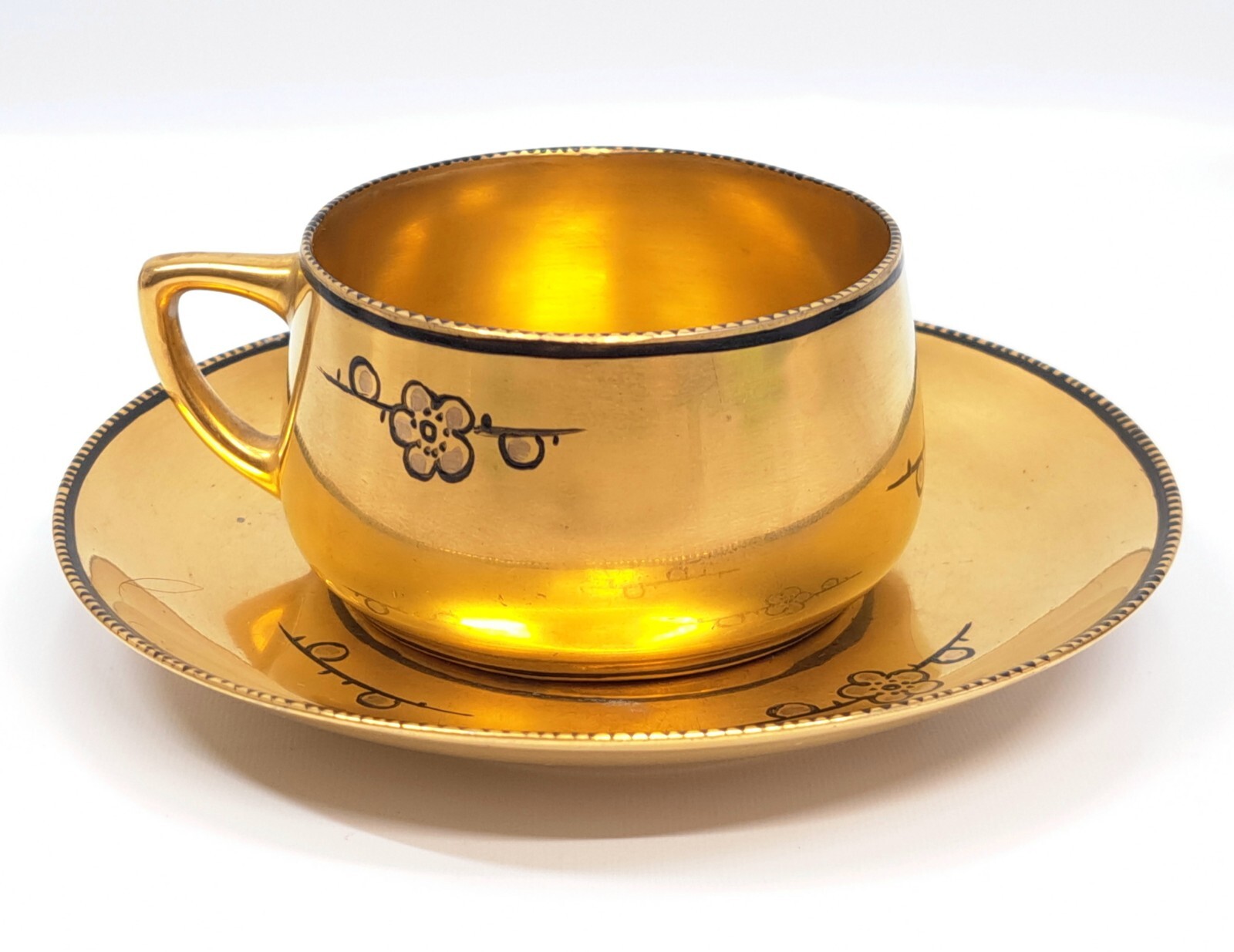 VINTAGE DECO SIDNEY T. CALLOWHILL GOLD GILT PORCELAIN DEMITASSE TEA CUP