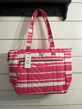 Lug Paddle Magenta Stripe Tote Bag Purse New With Tags