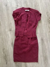 Evan Picone Petite 8 Red Black Polka Dot Skirt Suit 2pc Set Church Business