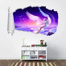 Angel Fantasy 3D Torn Hole Wall Sticker Decal Home Decor Art Mural WT04