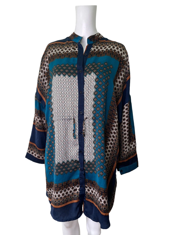 Vestido BOOHOO Talla Mediana 12 Multicolor Camisa Botones Satén Mujer EU40 Foto 4 de 4