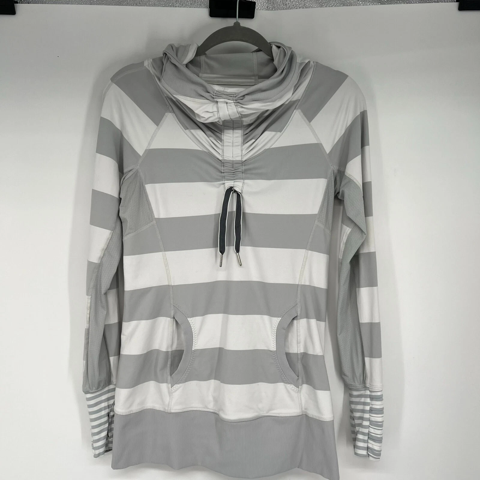 lululemon run stay on course activewear white stripes shirt