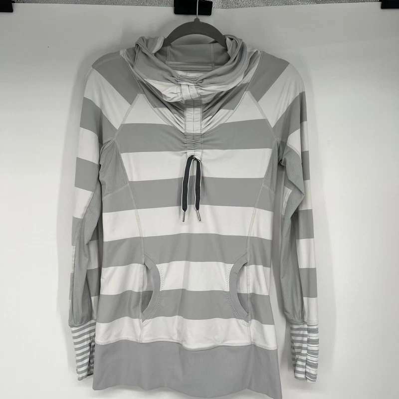 lululemon run stay on course activewear white stripes shirt