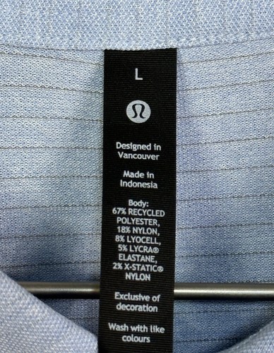 Lululemon Evolution Polo Pique SS Size L Heathered Blue Linen HOBU 00071. - Picture 5 of 5
