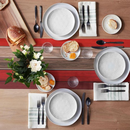 Gradient Stripe Printed Linen Tablecloth Table Runner Decoration Home Textile` ➳ - Picture 3 of 16