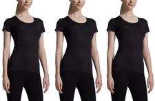 32 Degrees Weatherproof Women's Short Sleeve Scoop Neck Cool Tee 3pac,Black, Med