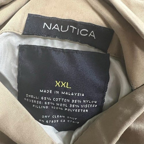 Nautica Mens Jacket Coat Gray Tan Pockets Reversible Wool Blend Size XXL - Picture 7 of 9