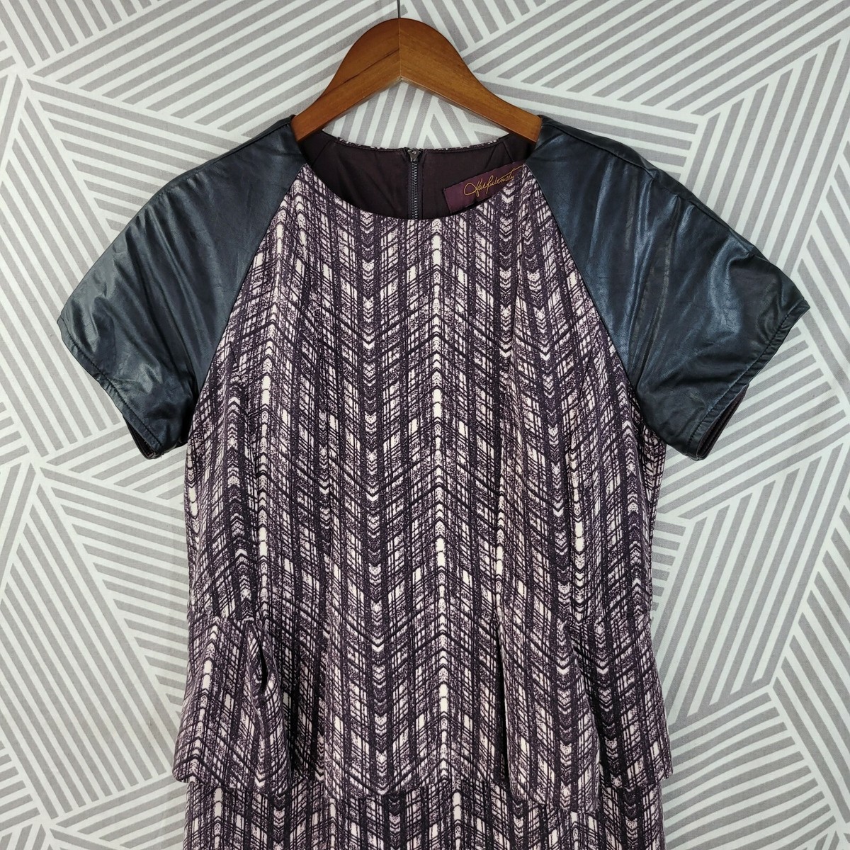 Womens Peplum Faux Leather Dress size Medium career business Purple black |  eBay